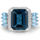 8.17 Carat Genuine London Blue Topaz and Swiss Blue Topaz .925 Sterling Silver Ring-6