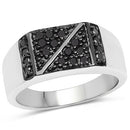 0.35 Carat Genuine Black Diamond .925 Sterling Silver Ring-4