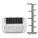 0.64 Carat Genuine Black Diamond and White Diamond .925 Sterling Silver Ring-7
