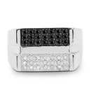 0.64 Carat Genuine Black Diamond and White Diamond .925 Sterling Silver Ring-8
