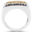 0.63 Carat Genuine Champagne Diamond and Yellow Diamond .925 Sterling Silver Ring-5