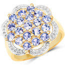 14K Yellow Gold Plated 1.52 Carat Genuine Tanzanite .925 Sterling Silver Ring-4