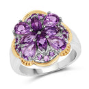 Two Tone Plated 2.66 Carat Genuine Amethyst .925 Sterling Silver Ring-4