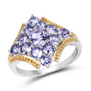 Two Tone Plated 1.67 Carat Genuine Tanzanite .925 Sterling Silver Ring-4