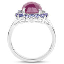 5.53 Carat Genuine Pink Sapphire & Tanzanite .925 Sterling Silver Ring-5