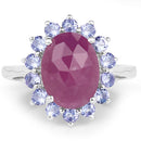 5.53 Carat Genuine Pink Sapphire & Tanzanite .925 Sterling Silver Ring-6