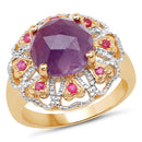 14K Yellow Gold Plated 5.55 Carat Genuine Pink Sapphire & Ruby .925 Sterling Silver Ring-4