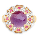 14K Yellow Gold Plated 5.55 Carat Genuine Pink Sapphire & Ruby .925 Sterling Silver Ring-6