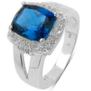 3.64 Carat Genuine London Blue Topaz and White Topaz .925 Sterling Silver Ring-2