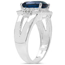3.64 Carat Genuine London Blue Topaz and White Topaz .925 Sterling Silver Ring-3