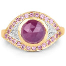 14K Yellow Gold Plated 3.02 Carat Genuine Pink Sapphire and White Topaz .925 Sterling Silver Ring-6
