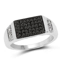 0.55 Carat Genuine Black Diamond and White Diamond .925 Sterling Silver Ring-4