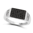 0.55 Carat Genuine Black Diamond and White Diamond .925 Sterling Silver Ring-5