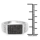 0.55 Carat Genuine Black Diamond and White Diamond .925 Sterling Silver Ring-6