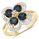 1.76 Carat Genuine London Blue Topaz and White Topaz .925 Sterling Silver Ring-4