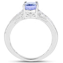 2.13 Carat Genuine Tanzanite & White Topaz .925 Sterling Silver Ring-5