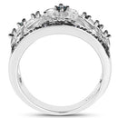 0.31 Carat Genuine Blue Diamond .925 Sterling Silver Ring-5