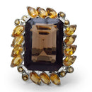 17.85 Carat Genuine Smoky Quartz & Citrine .925 Sterling Silver Ring-4