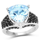 5.49 Carat Genuine Blue Topaz and Black Spinel .925 Sterling Silver Ring-4