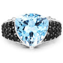 5.49 Carat Genuine Blue Topaz and Black Spinel .925 Sterling Silver Ring-6