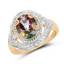 14K Yellow Gold Plated 3.15 Carat Genuine Quartz Mystic .925 Sterling Silver Ring-4