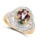 14K Yellow Gold Plated 3.15 Carat Genuine Quartz Mystic .925 Sterling Silver Ring-5