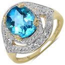 14K Yellow Gold Plated 3.25 Carat Genuine Swiss Blue Topaz .925 Sterling Silver Ring-4