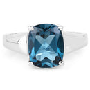 3.50 Carat Genuine London Blue Topaz .925 Sterling Silver Ring-6