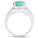 4.72 Carat Genuine Emerald and White Diamond .925 Sterling Silver Ring-5