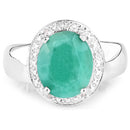 4.72 Carat Genuine Emerald and White Diamond .925 Sterling Silver Ring-6