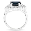 5.11 Carat Genuine London Blue Topaz and White Diamond .925 Sterling Silver Ring-5