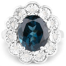 5.11 Carat Genuine London Blue Topaz and White Diamond .925 Sterling Silver Ring-6