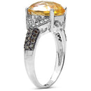4.69 Carat Genuine Citrine, Champagne Diamond & White Diamond .925 Sterling Silver Ring-6