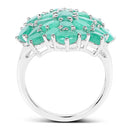 5.88 Carat Genuine Emerald .925 Sterling Silver Ring-5