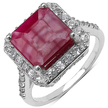 5.35 Carat Genuine Ruby .925 Sterling Silver Ring - 0