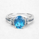 2.72 Carat Genuine London Blue Topaz and Blue Diamond .925 Sterling Silver Ring-12