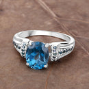 2.72 Carat Genuine London Blue Topaz and Blue Diamond .925 Sterling Silver Ring-13