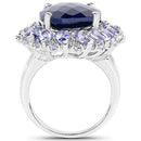 17.81 Carat Dyed Sapphire and Tanzanite .925 Sterling Silver Ring-6
