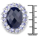 17.81 Carat Dyed Sapphire and Tanzanite .925 Sterling Silver Ring-7