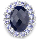 17.81 Carat Dyed Sapphire and Tanzanite .925 Sterling Silver Ring-8
