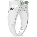 5.71 Carat Genuine Green Amethyst & White Diamond .925 Sterling Silver Ring-5