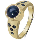 14K Yellow Gold Plated 1.87 Carat Genuine Blue Sapphire & White Diamond .925 Sterling Silver Ring-5