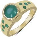 14K Yellow Gold Plated 1.55 Carat Genuine Emerald & White Diamond .925 Sterling Silver Ring-4