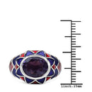 2.16 Carat Genuine Amethyst & White Diamond .925 Sterling Silver Ring-6