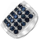 3.51 Carat Genuine Blue Sapphire & White Diamond .925 Sterling Silver Ring-4