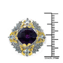 3.91 Carat Genuine Amethyst, Blue Topaz & White Diamond .925 Sterling Silver Ring-6