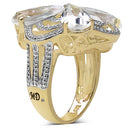 14K Yellow Gold Plated 8.81 Carat Genuine Citrine & White Diamond .925 Sterling Silver Ring-5