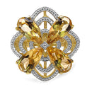 14K Yellow Gold Plated 8.81 Carat Genuine Citrine & White Diamond .925 Sterling Silver Ring-6