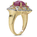 14K Yellow Gold Plated 5.56 Carat Genuine Pink Sapphire, Ruby & White Diamond .925 Sterling Silver Ring-5