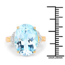 14K Yellow Gold Plated 11.32 Carat Genuine Blue Topaz and White Topaz .925 Sterling Silver Ring-7